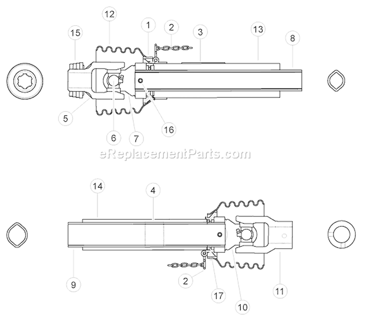 PTOáDriveshaftáParts Diagram and Parts List for SC5540B 73554 Bear Cat Chipper Shredder